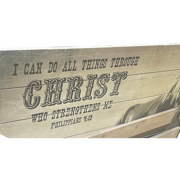 Horse ART Wall Hanging 3D Wood Fence Gate On Wooden Slats Religious Christ 36x22 - Picture 6 of 8